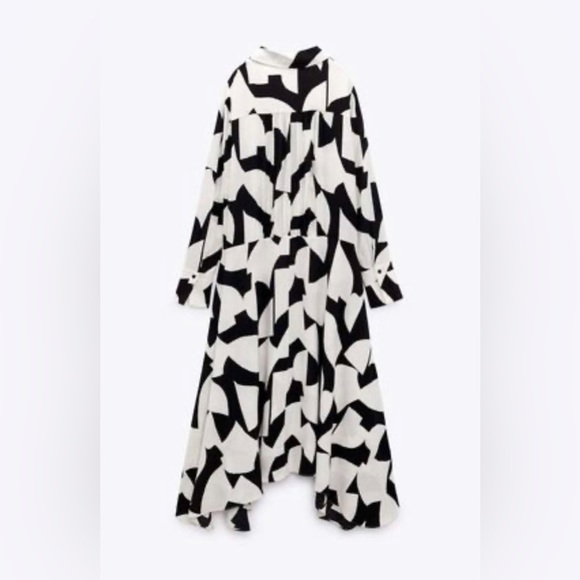 ZARA Long Black & White Dress - Picture 3 of 6